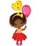 Vector Cute Little African American Girl with Balloons