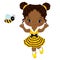 Vector Cute Little African American Girl with Bee