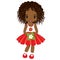 Vector Cute Little African American Girl with Flower of Strawberry
