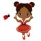 Vector Cute Little African American Girl with Ladybug