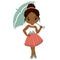 Vector Cute Little African American Girl in Retro Style