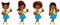 Vector Cute Little African American Girl with School Bags and Red Apples