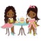 Vector Cute Little African American Girls Having Tea