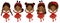 Vector Cute Little African American Girls with Various Hairstyles