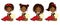 Vector Cute Little African American Girls with Various Hairstyles