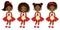 Vector Cute Little African American Girls with Various Hairstyles