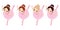 Vector Cute Little Ballerinas with Various Hair Colors