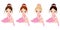 Vector Cute Little Ballerinas with Various Hair Colors