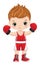 Vector Cute Little Boy Boxing