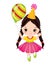 Vector Cute Little Girl with Balloon