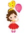 Vector Cute Little Girl with Balloons