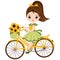 Vector Cute Little Girl with Bicycle