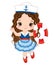 Vector Cute Little Girl Dressed in Nautical Style with Buoy