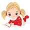 Vector Cute Little Girl Writing Letter to Santa