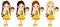 Vector Cute Little Girls with Various Hair Colors Dressed in Bee Style