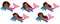 Vector Cute Little Mermaids Swimming with Dolphins. Vector African American Mermaids