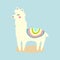 Vector cute llama or alpaca illustration. Funny animal.