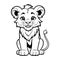vector cute male child Lion smiling outline