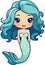 Vector cute mermaid cartoon sticker illustration
