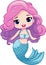 Vector cute mermaid cartoon sticker illustration