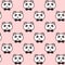 Vector cute pandas with black bows pattern