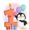 Vector a Cute Penguin Happy Birthday 1 year