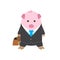 Vector Cute Pig in businessman clothes. Business, People and Office concept