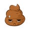 Vector cute poop emoji with a tired face expression.
