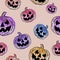 Vector cute pumpkin with horror creature on feminine pinky colors watercolor style. Girly fashion trendy for baby textile print.