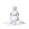 Vector cute realistic snowman in hat with sticks