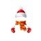 Vector cute realistic snowman in mittens scarf hat