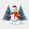 Vector cute realistic snowman in mittens scarf hat