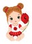 Vector Cute Redheaded Little Baby Girl with Poppy