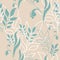 Vector cute seamless leaves pattern. Big set of mint floral elements.