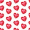 Vector cute seamless pattern with candy boxes in heart shape.