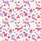 Vector cute seamless pattern with magic unicorns.