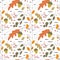 Vector cute seamless pattern, scandinavian autumn hand drawn thin line design. Grey outline contours, white background