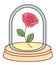 Vector cute single rose under flask glass