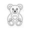 Vector cute teddy bear outline logo design