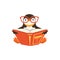 Vector Cute Toon Penguin In Glasses Reading A Book On White Background