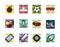 Vector cute videogame icons set colorful isolated