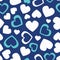 Vector cute vintage color seamless pattern with white and blue hearts, full and silhouettes. Heart seamless patter