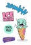 Vector cute zombie ice cream. Original detailed vector illustration with simple gradient