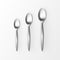 Vector Cutlery Set of Silver Table Spoon Dessert Spoon and Tea Spoon Top View Isolated on Background. Table Setting