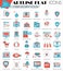 Vector Cyber security ultra modern outline artline flat line icons for web and apps.