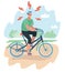 Vector cyclist, young man with helmet