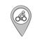 Vector cyclists parking icon. Pointer on the map cyclist cartoon style on white isolated background