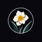 Vector Daffodil Flower Logo On Dark Background