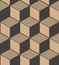 Vector damask seamless retro pattern background 3D cubic square box cross line. Elegant luxury brown tone design for wallpapers,