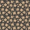 Vector damask seamless retro pattern background spiral curve cross nature leaf. Elegant luxury brown tone design for wallpapers,